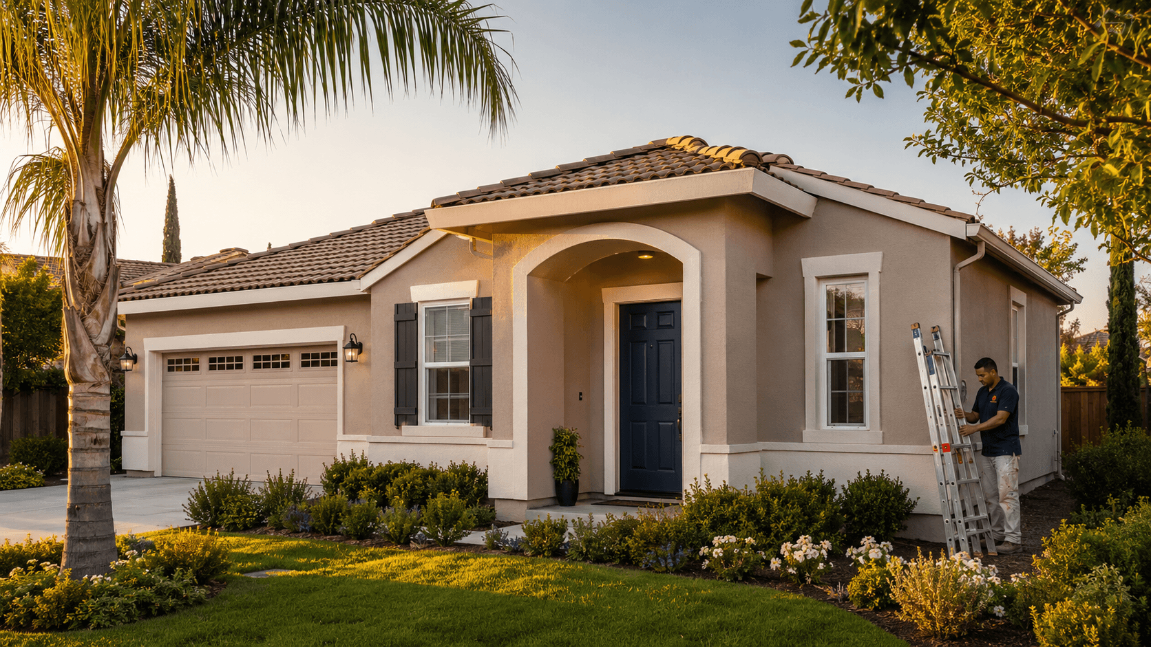Home Energy Construction painter completing an exterior paint project